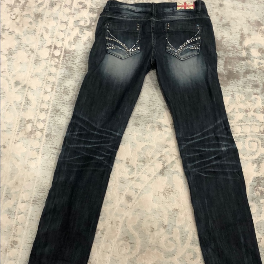 Machine Low Rise Embellished Distressed Jeans - Picture 3 of 5